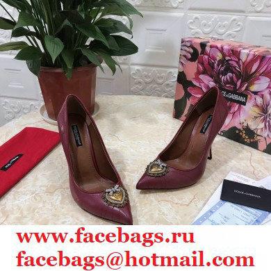 Dolce  &  Gabbana Heel 10.5cm Quilted Leather Devotion Pumps Burgundy 2021
